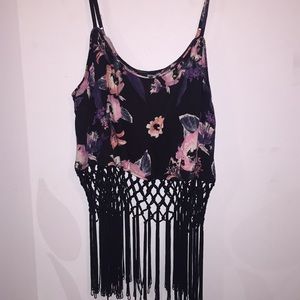 Floral Fringe Crop Top